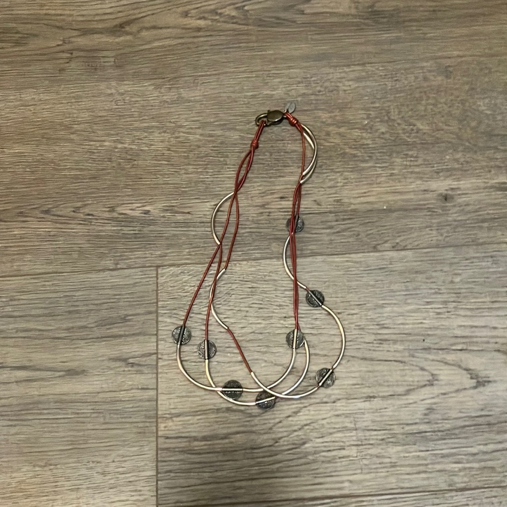 Elegant Silver and Brown Leaf Necklace